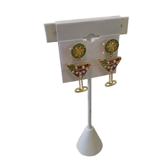 Sparkly Summer Cocktail Drop Earrings. - Picture 2 of 5